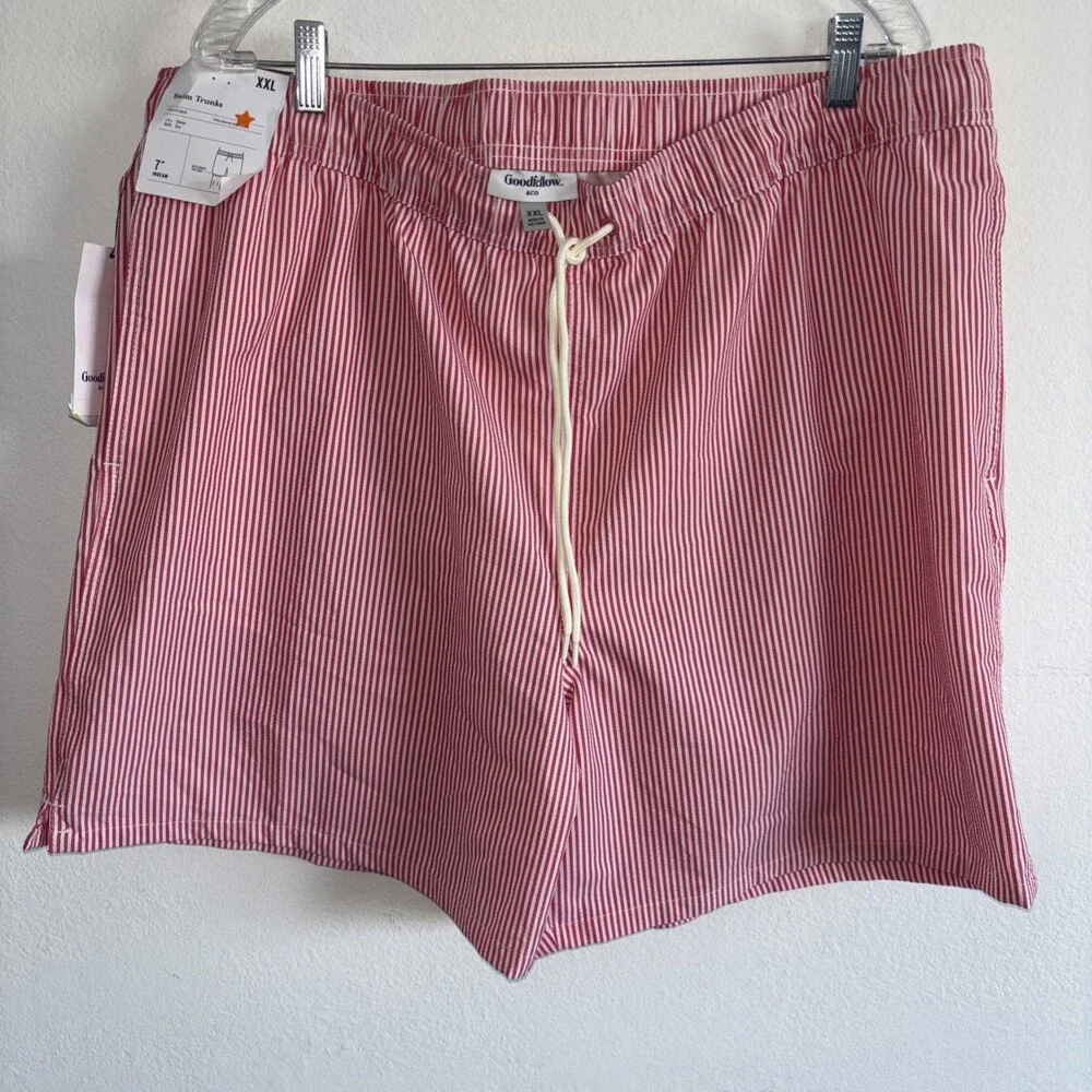 Goodfellow & Co Big and Tall Swim Trunks Red Stripe Seersucker Size 2XL NEW